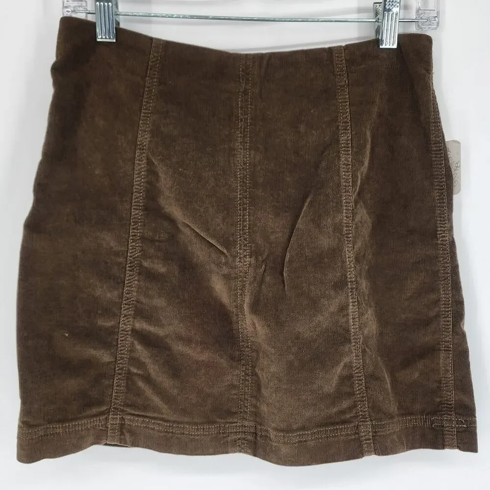 Free People Corduroy Mini Skirt Moss Green Women's Size 8 NWT
